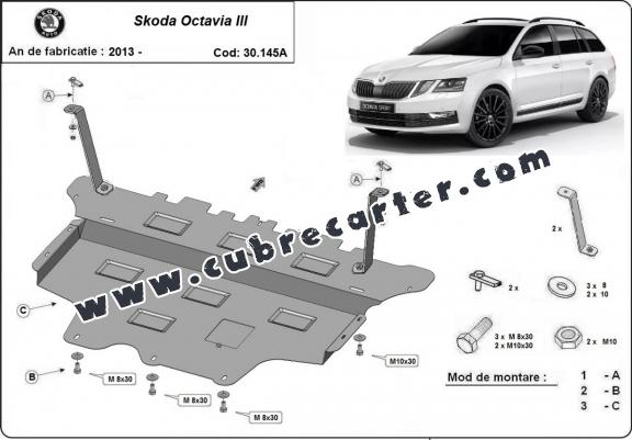 Cubre carter metalico Skoda Octavia 3 - caja de cambios automática