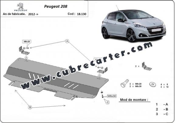 Cubre carter metalico Peugeot 208