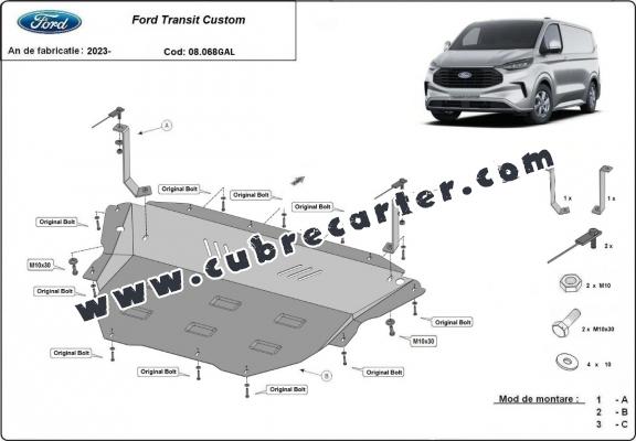 Cubre carter de acero galvanizado Ford Transit Custom