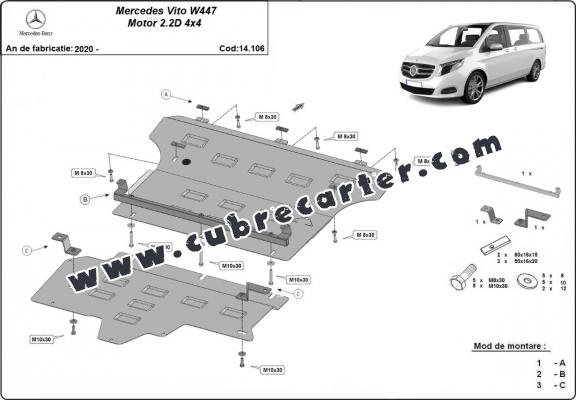 Cubre carter metalico Mercedes Vito W447, 2.2 D, 4x4