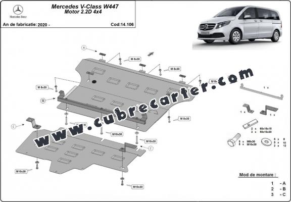 Cubre carter metalico Mercedes V-Class W447, 2.2 D, 4x4