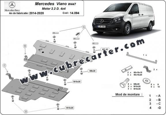 Cubre carter metalico Mercedes Viano W447, 2.2 D, 4x4