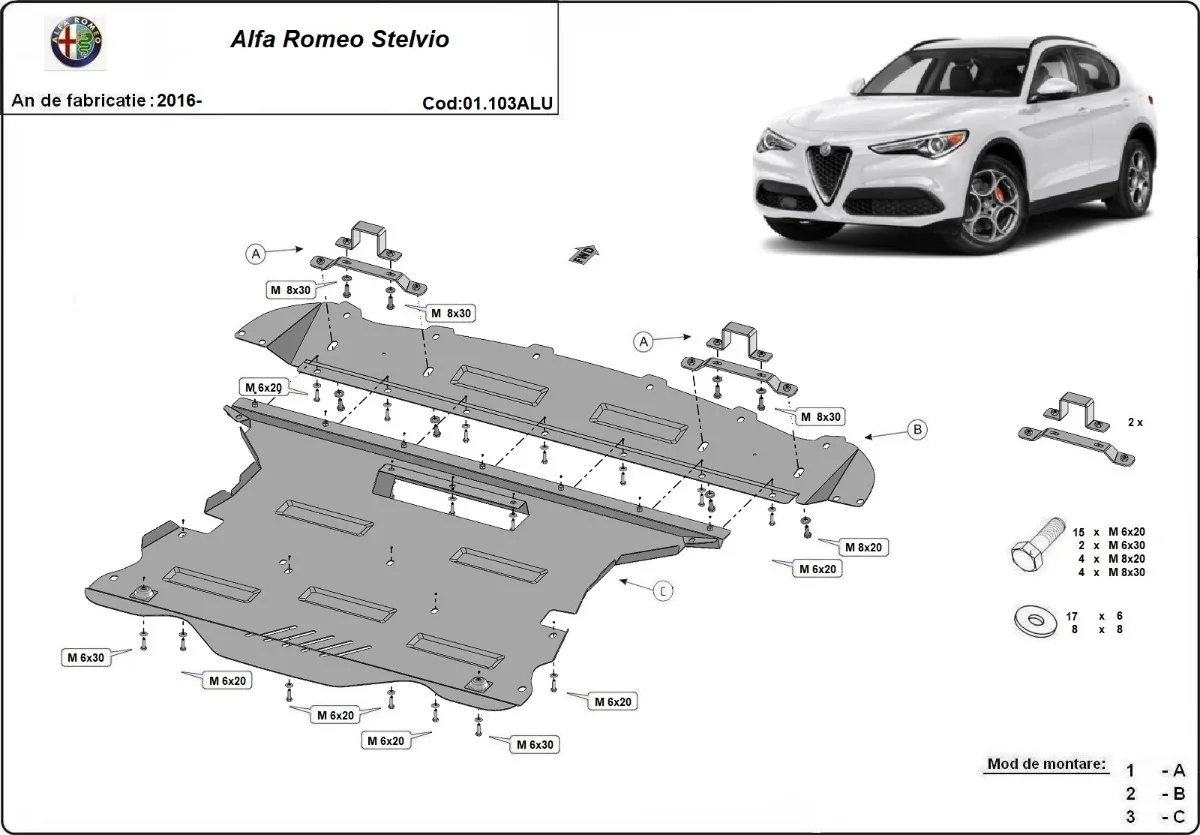 Cubre carter de aluminio Alfa Romeo Stelvio