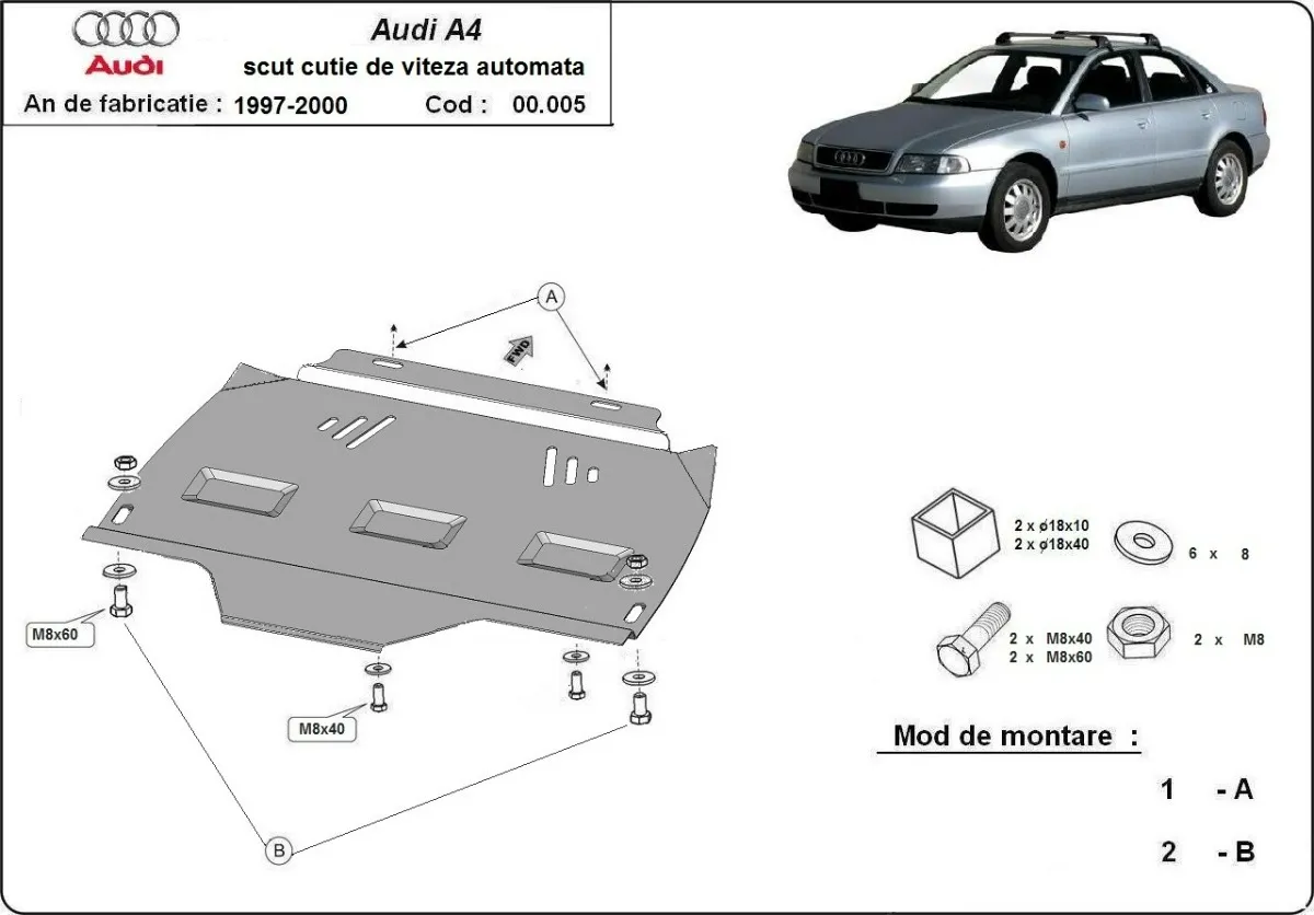 Protector de la caja de cambios Audi A4 B5 - Automatico