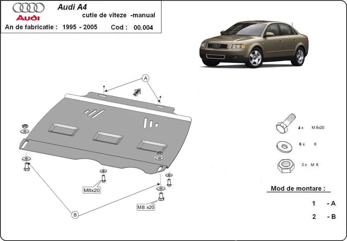 Protector de la caja de cambios Audi A4 B6 - Manual
