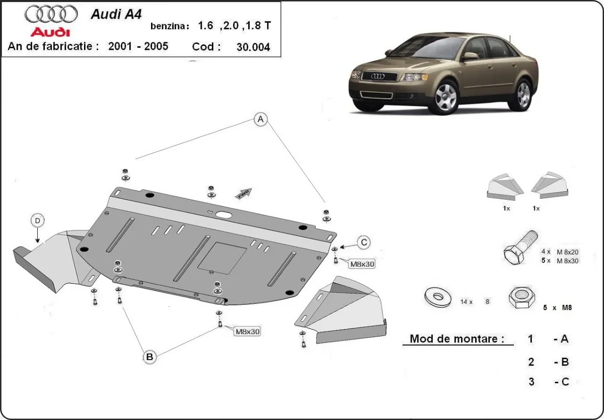Cubre carter metalico Audi A4 B6