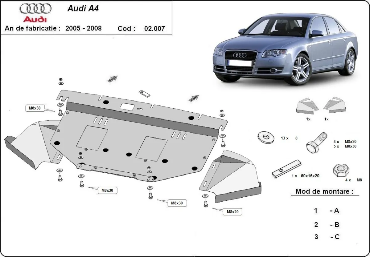 Cubre carter metalico Audi A4 B7