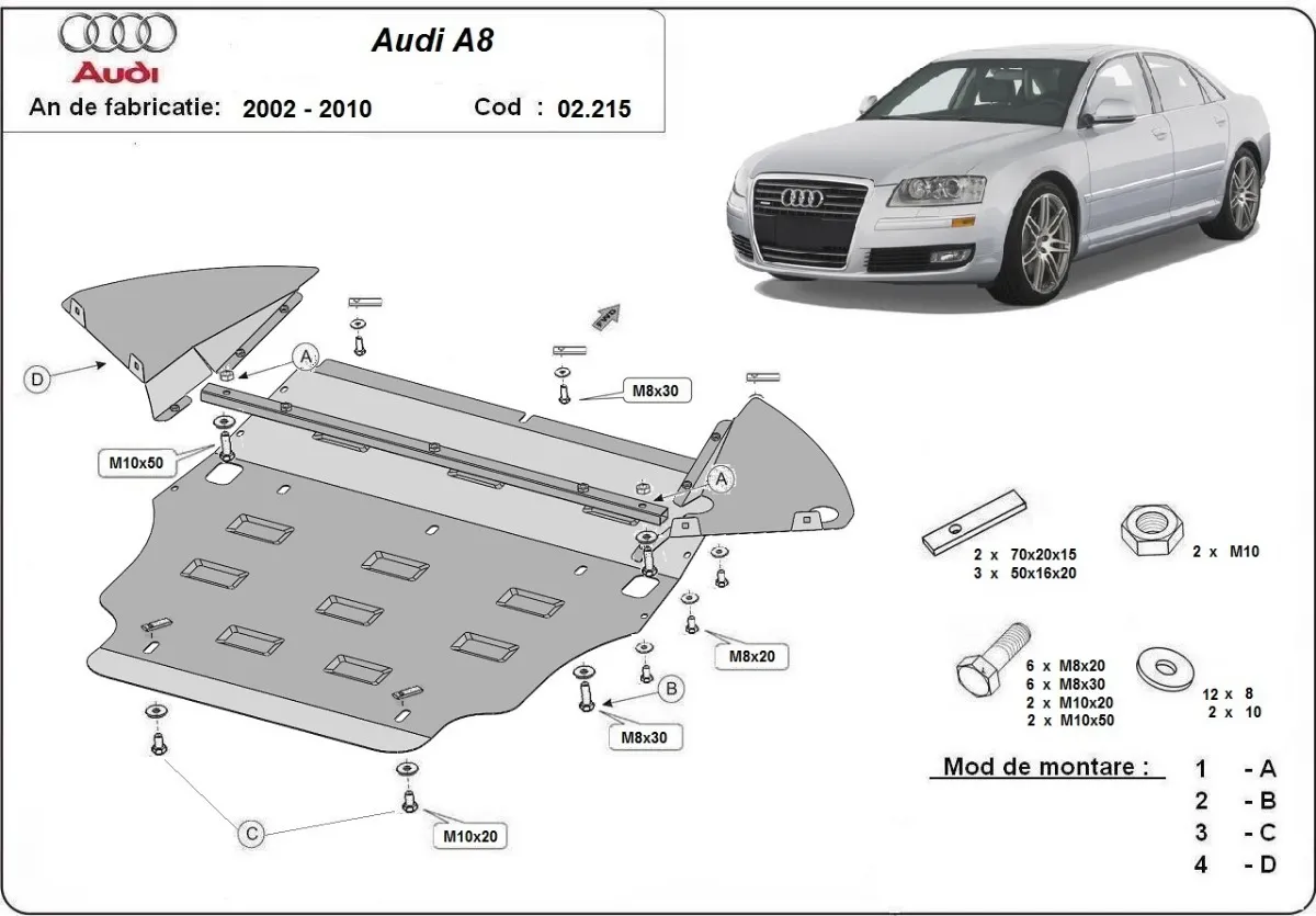 Cubre carter metalico Audi A8