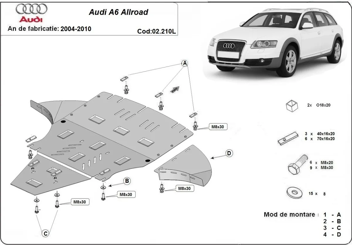 Cubre carter metalico Audi A6 Allroad 2 - con solapas laterales