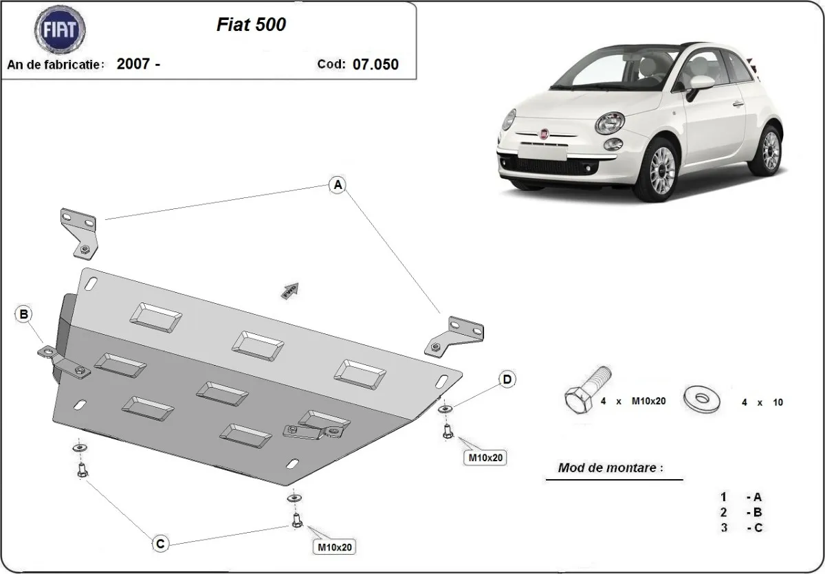 Cubre carter metalico Fiat 500