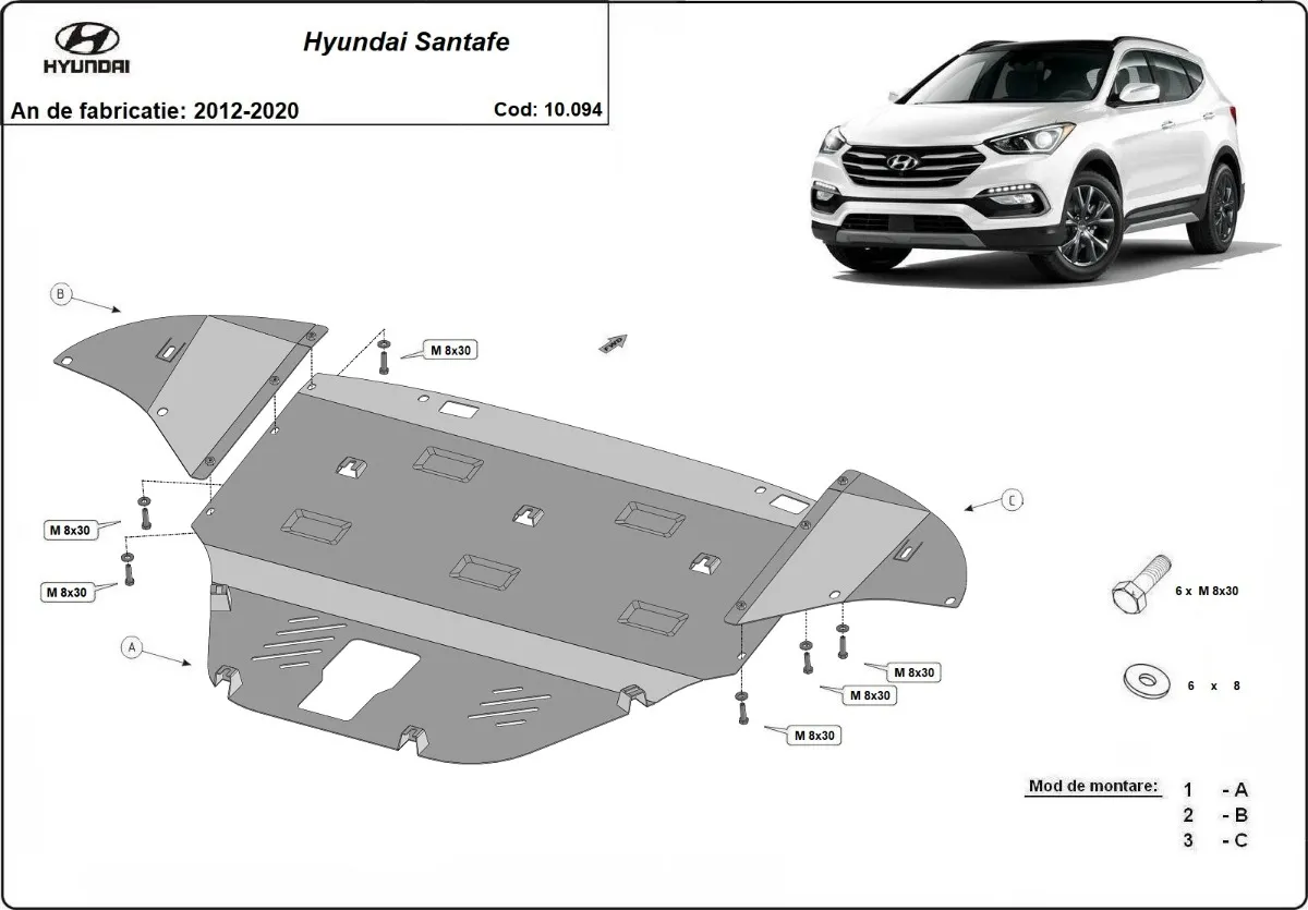 Cubre carter metalico Hyundai Santa Fe