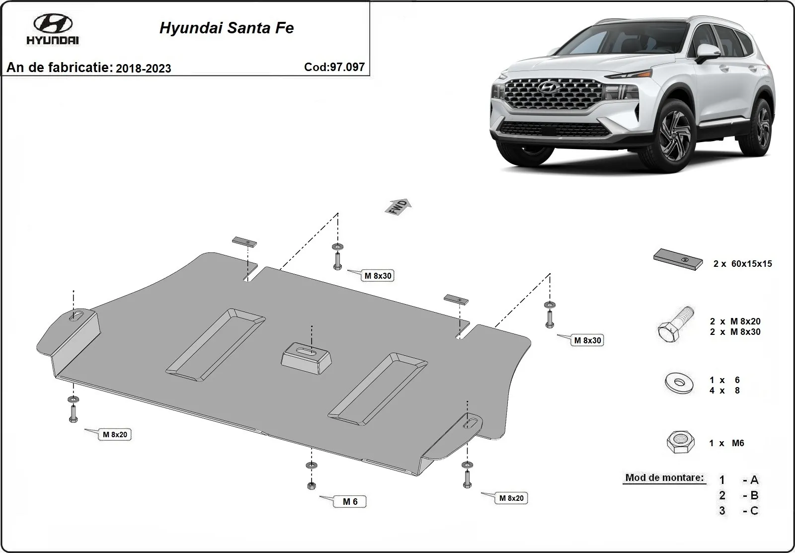 Protector del catalizador/cat lock Hyundai Sante Fe